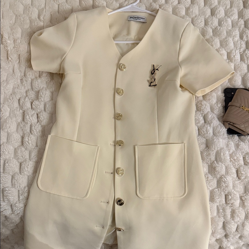 Yves Saint Laurent Cream Mini Dress